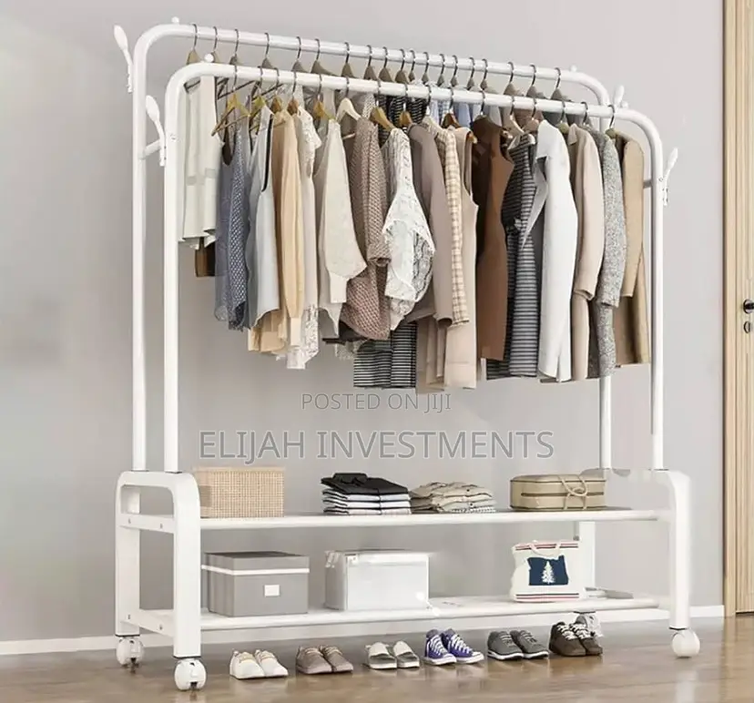 Double Pole Black, White Clothing Rack