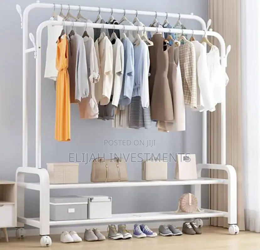 Double Pole Black, White Clothing Rack