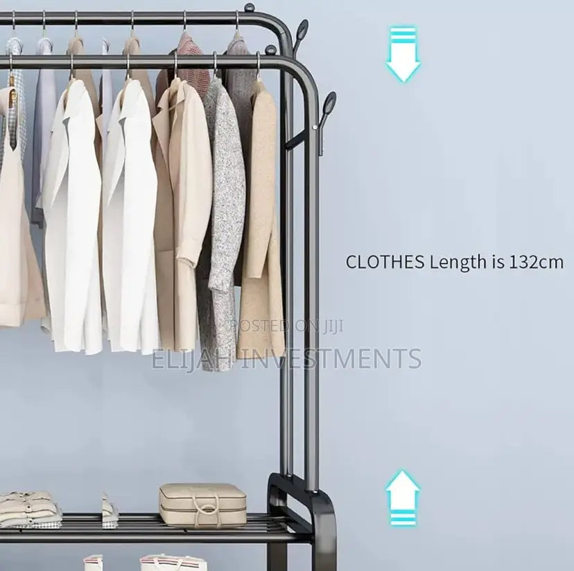 Double Pole Black, White Clothing Rack
