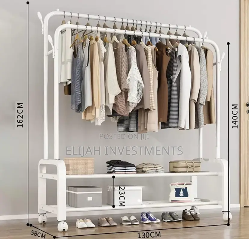 Double Pole Black, White Clothing Rack
