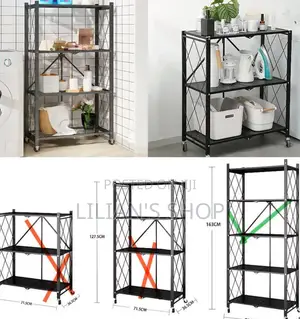 Kitchen Bathroom 5 Layer Folding Metal Storage Rack