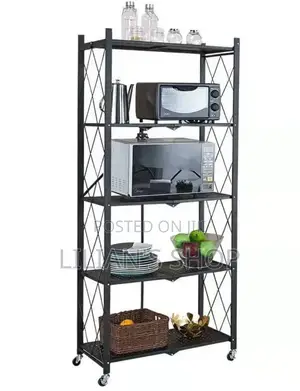 Kitchen Bathroom 5 Layer Folding Metal Storage Rack
