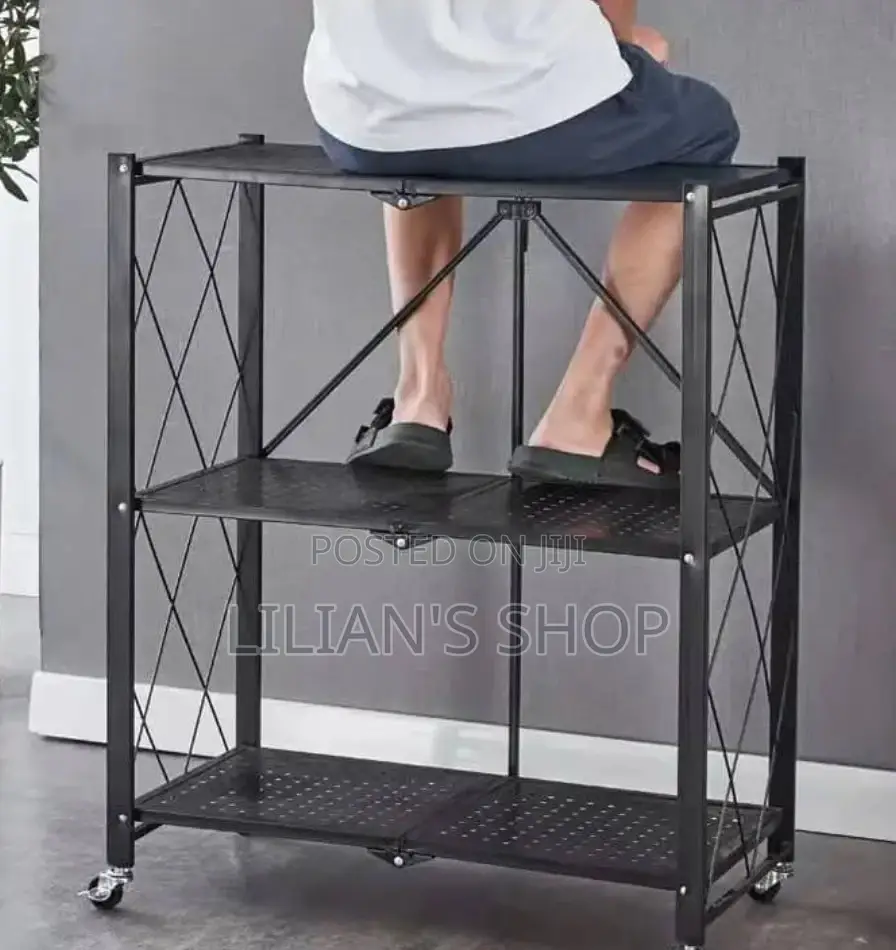 Kitchen Bathroom 5 Layer Folding Metal Storage Rack