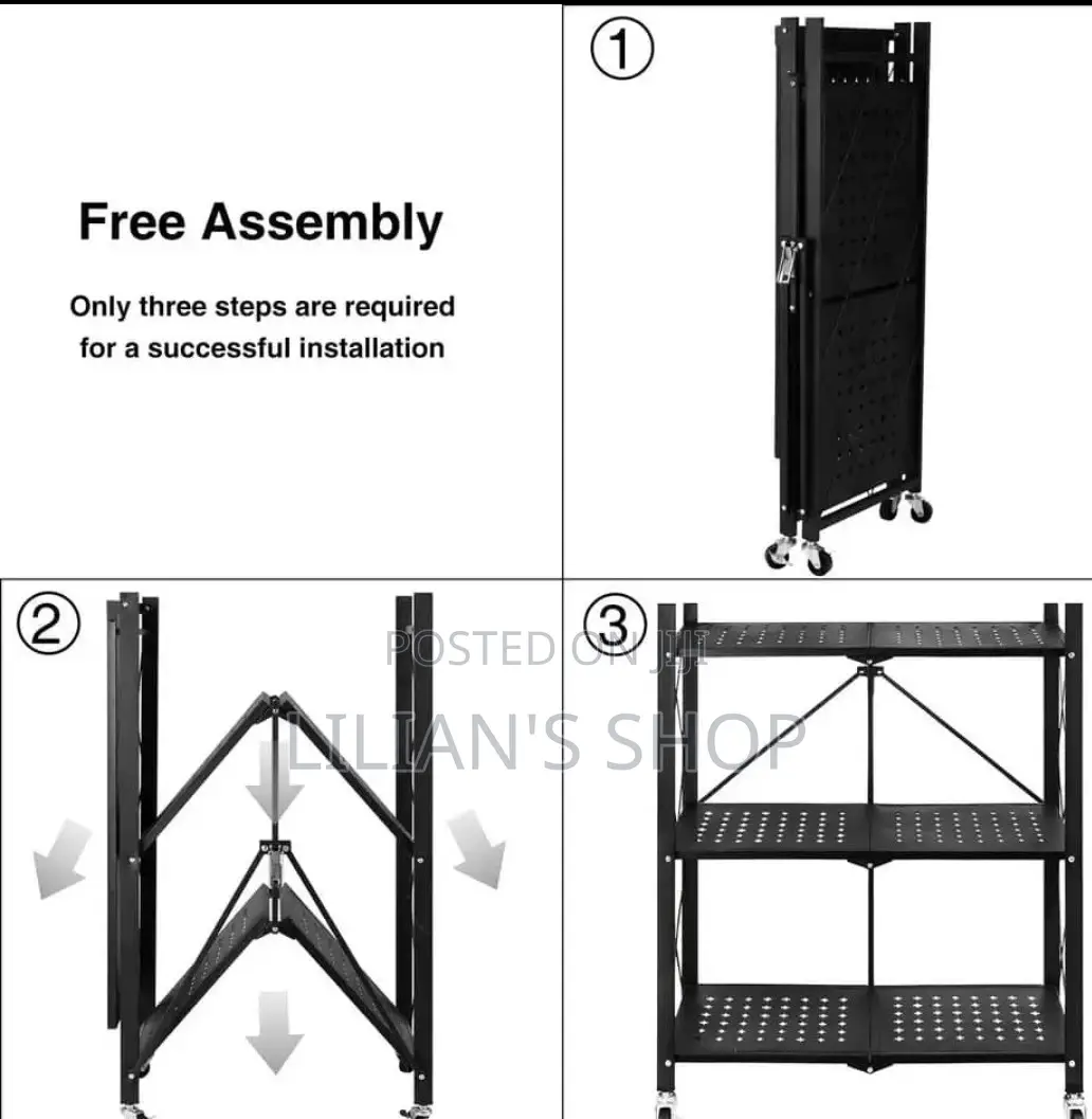 Kitchen Bathroom 5 Layer Folding Metal Storage Rack