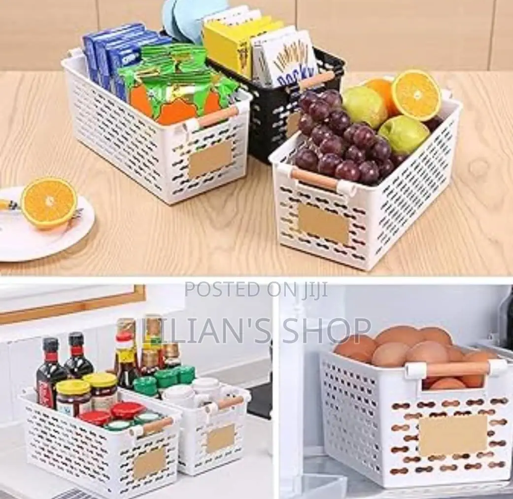 Storage Basket With Wooden Handle