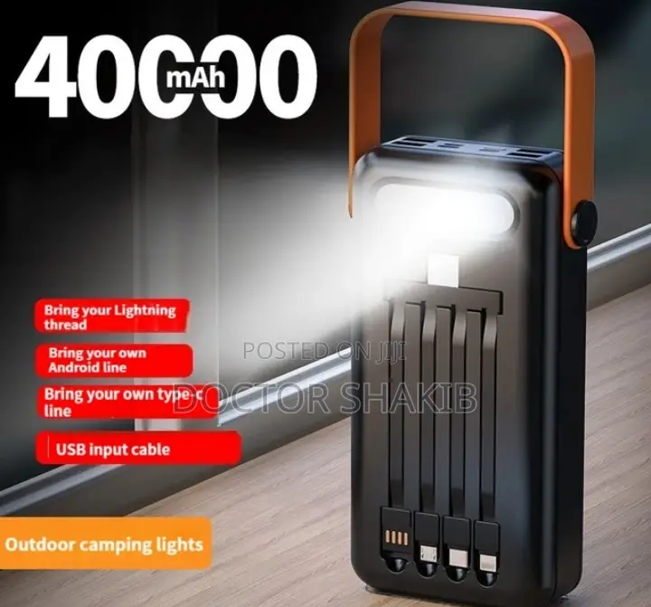 Large Capacity Fast Charging Power Bank With Cables