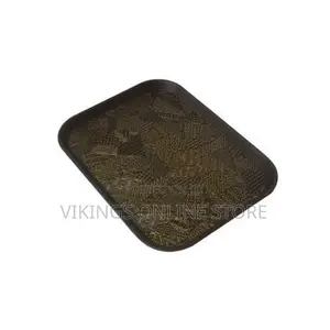 3 Piece Non Slide Rubber Serving Trays-Black.