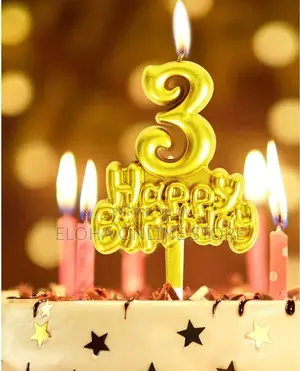 Happy Birthday Gold Number Candle