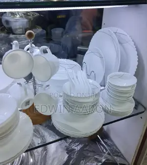 White Dinner Set With Cups on a Stand 56pcs