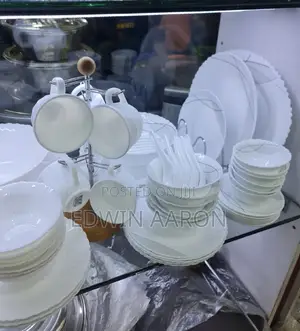 White Dinner Set With Cups on a Stand 56pcs