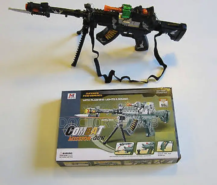2 Toy Machine Gun With Lights Sound With Moving Knife Stand