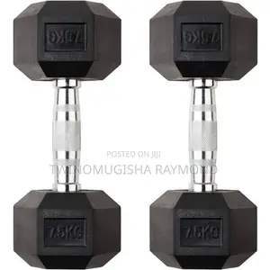 Photo - 7.5 KGS Rubber Coated Dumbbells (Pair)