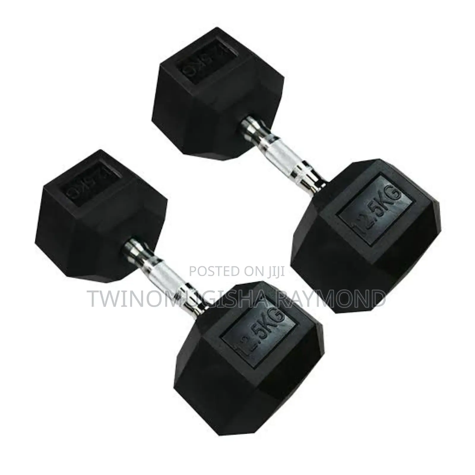 A Pair of Black Hexagonal Dumbbells- 12.5kgs