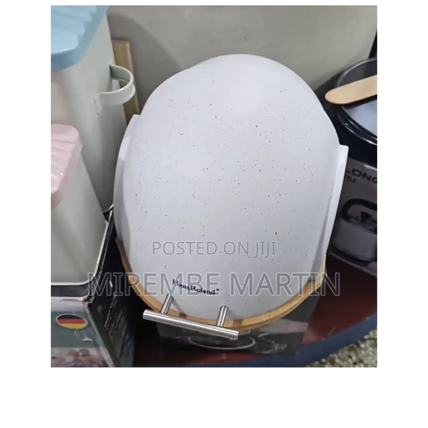 Marble Bread Bin Box With Bamboo Base.