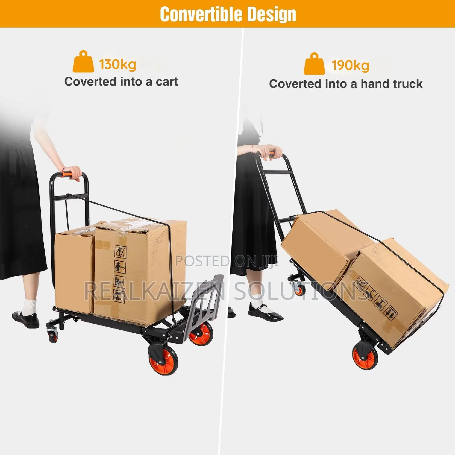 Black Heavy Duty Folding Hand Truck and Dolly Cart
