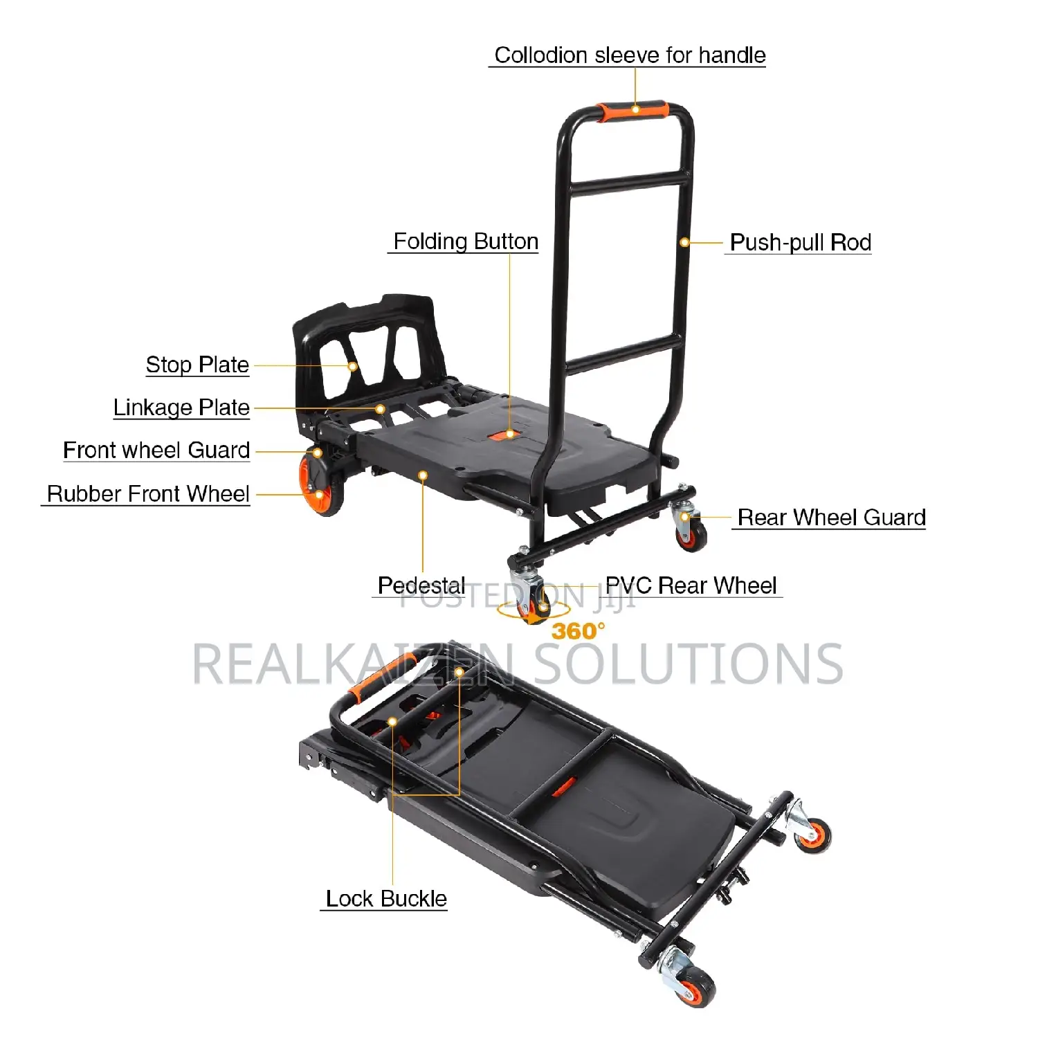 Black Heavy Duty Folding Hand Truck and Dolly Cart