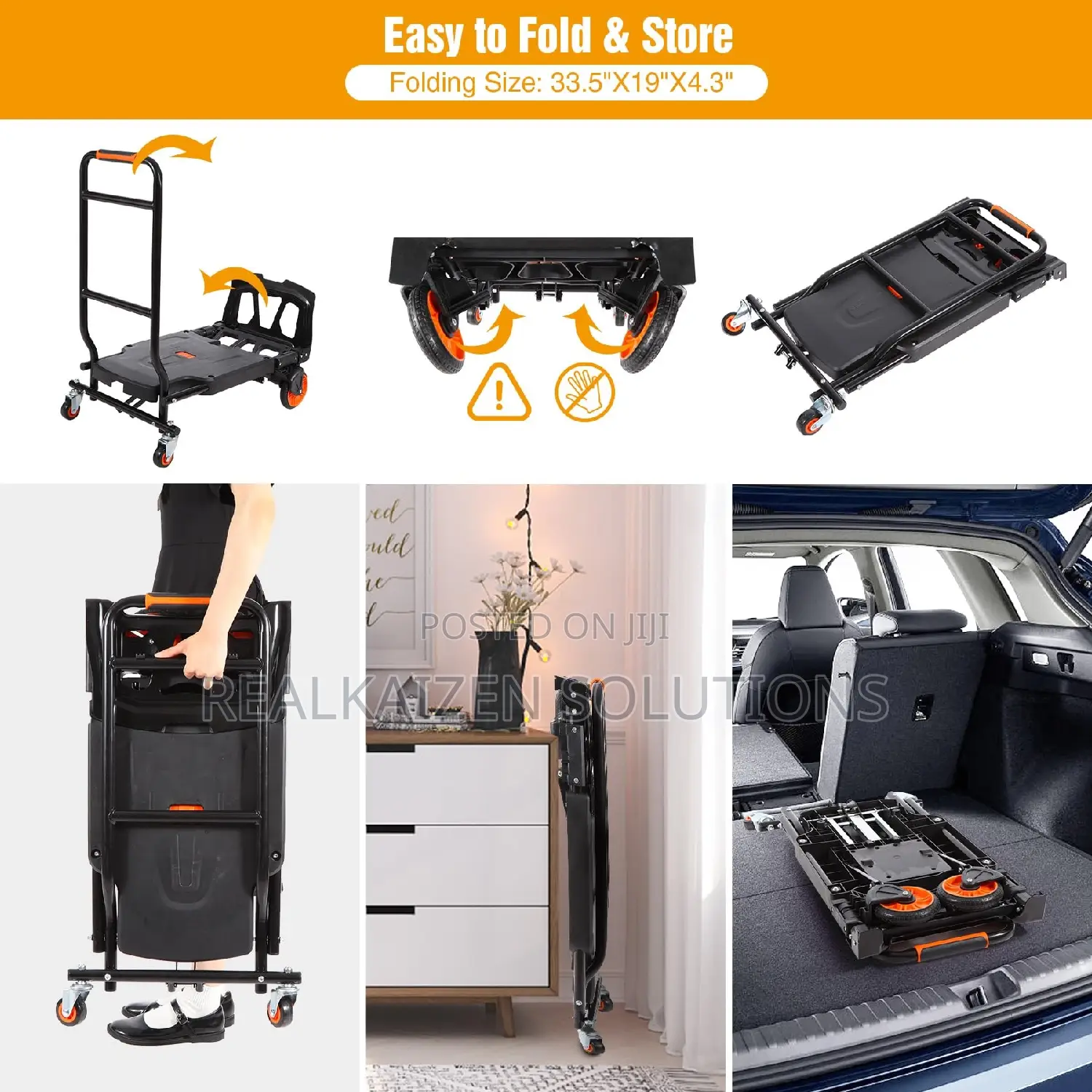 Black Heavy Duty Folding Hand Truck and Dolly Cart