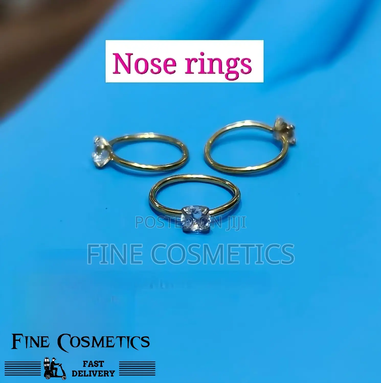 Thin Diamond Crystal Nose Ring, Fancy Solid Nosering Hoop