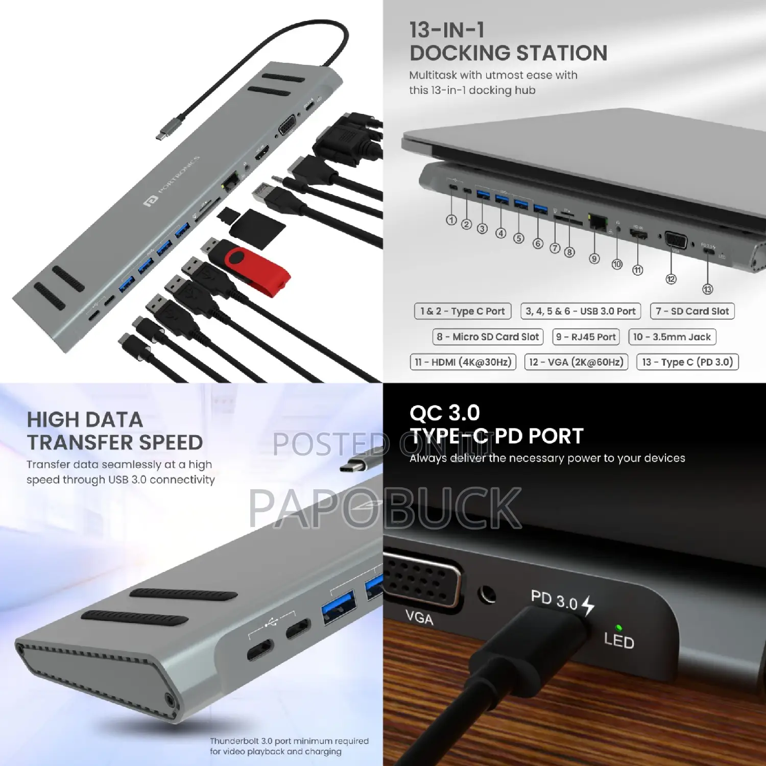 13 in 1 Usb Docking Station