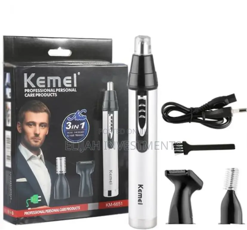 Kemei 3 In1 Electric Nose Ear Trimmer-Rechargeable Shaver