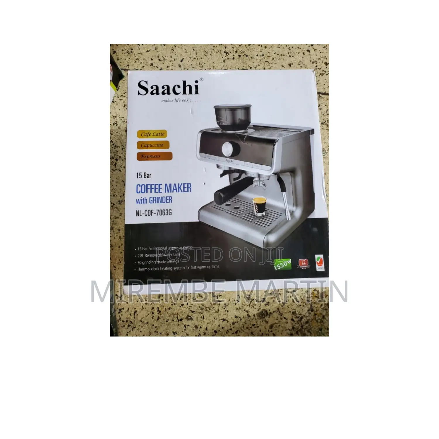15 Bar Saachi Electric Coffee Maker With Grinder.