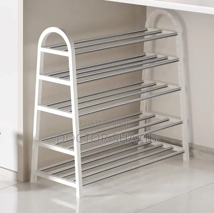 A-Shaped 5-Layered Shoe Rack With a Metallic Shelf