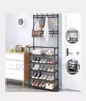 Multifunctional 2 in 1 Entryway Hall Tree 5 Tier Shoes Rack