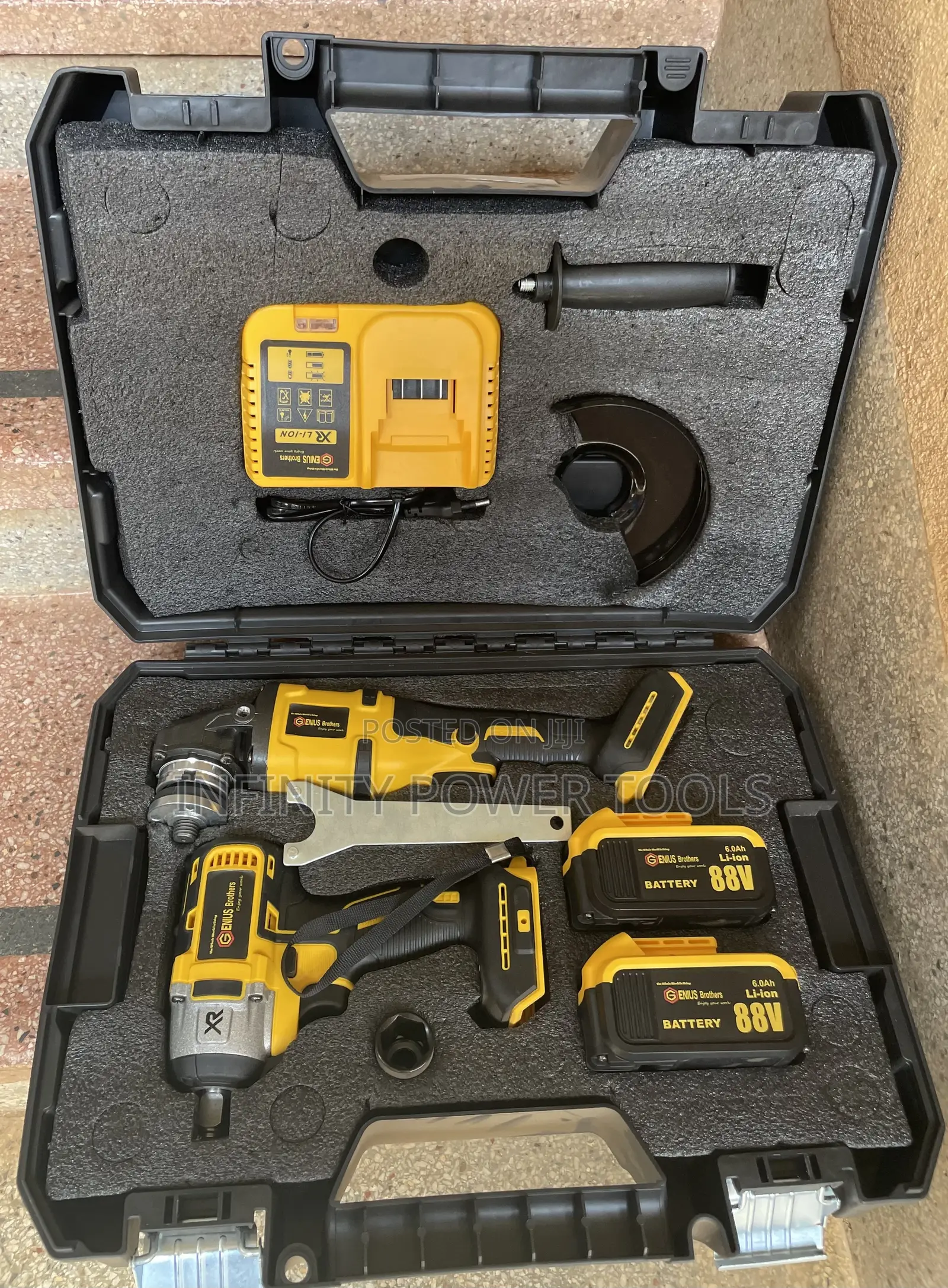 Grinder And Wrench Tool Kit Cordless With 2 Batteries