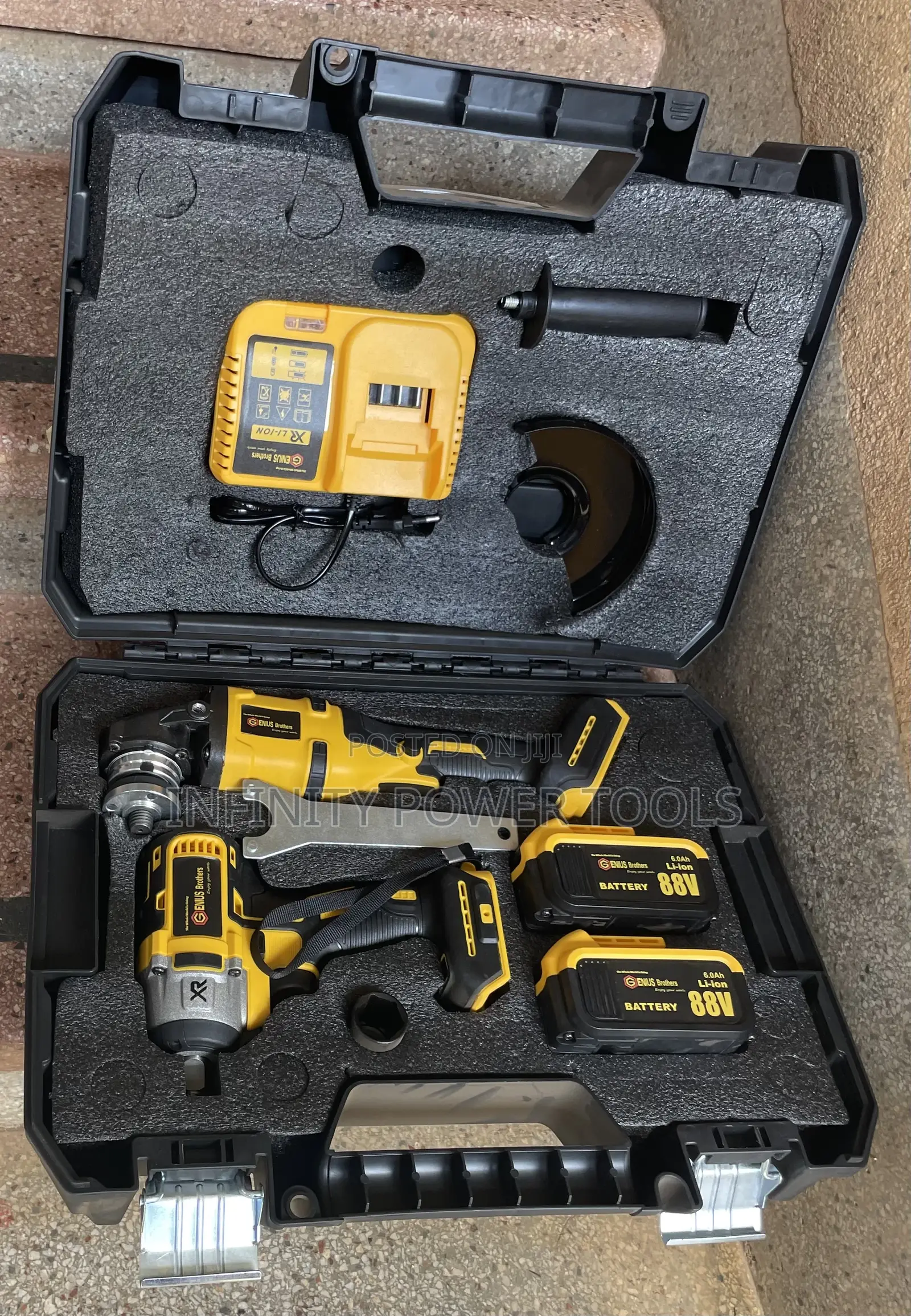 Grinder And Wrench Tool Kit Cordless With 2 Batteries