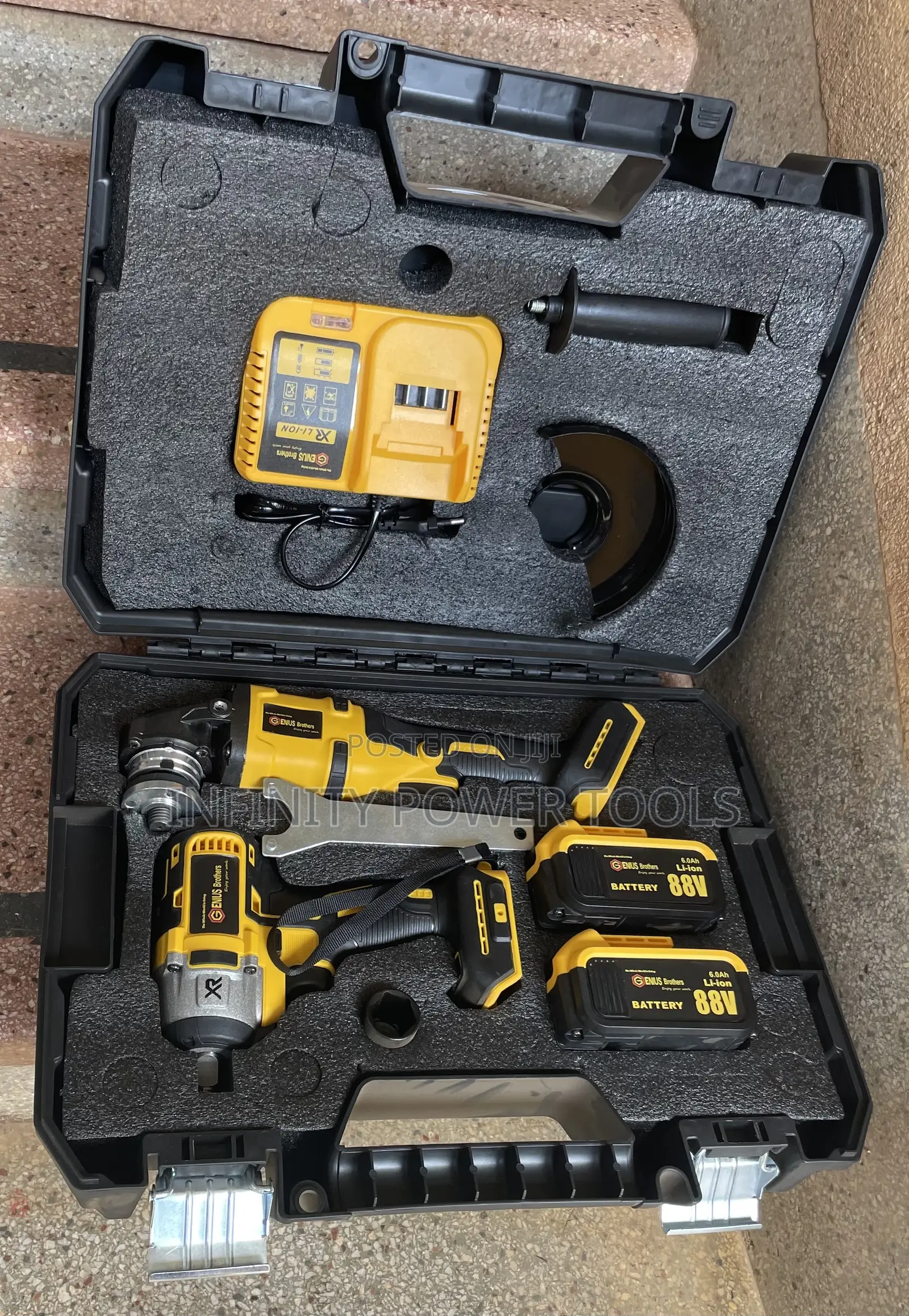 Grinder And Wrench Tool Kit Cordless With 2 Batteries