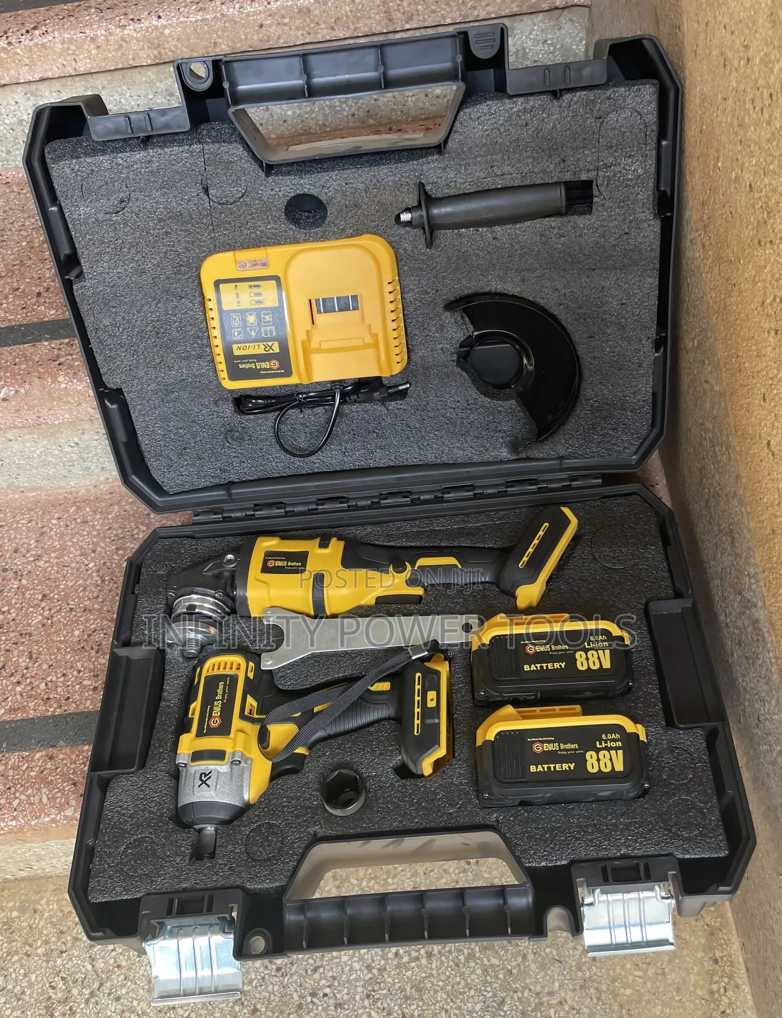 Grinder And Wrench Tool Kit Cordless With 2 Batteries