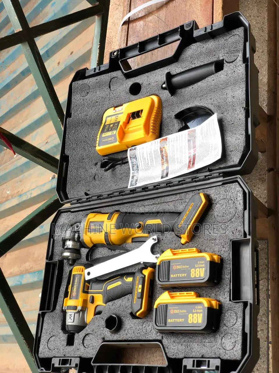 Cordless Grinder and Wrench Set.