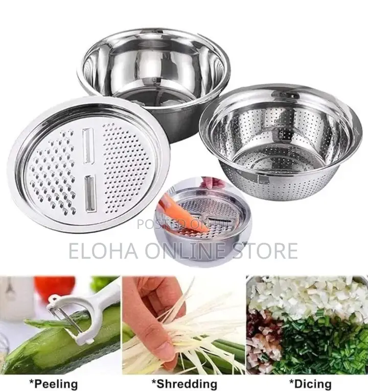 3in1 Vegetable Cutter With Drain Basket Colander Strainerset