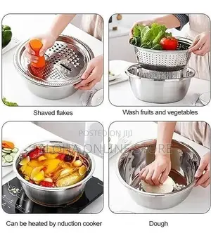 3in1 Vegetable Cutter With Drain Basket Colander Strainerset