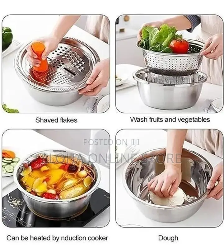 3in1 Vegetable Cutter With Drain Basket Colander Strainerset