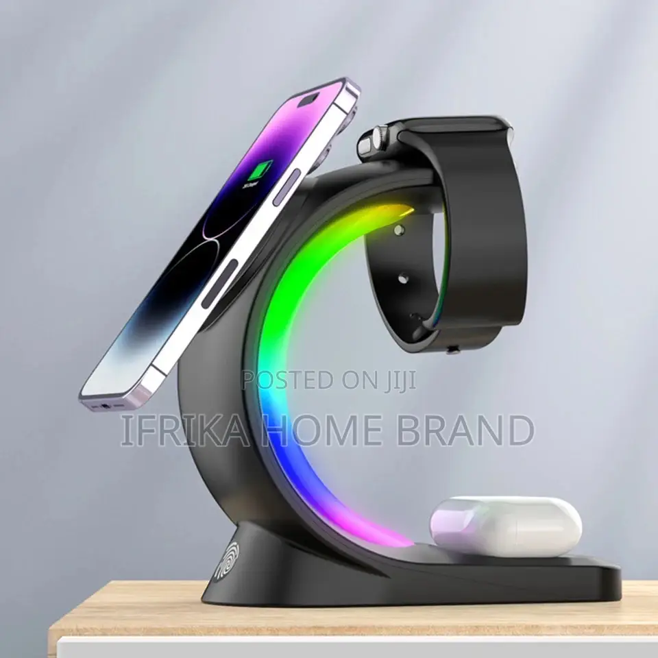 Magnetic Wireless Charger Desktop Stand RGB Light Earphone