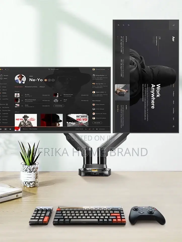 Dual Arm Monitor Support 17-30 Inch Mount Bracket