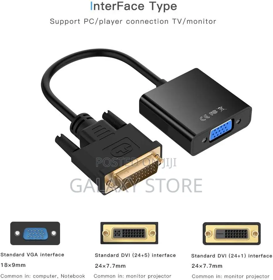 DVI 24+1 Male to VGA Female Adapter