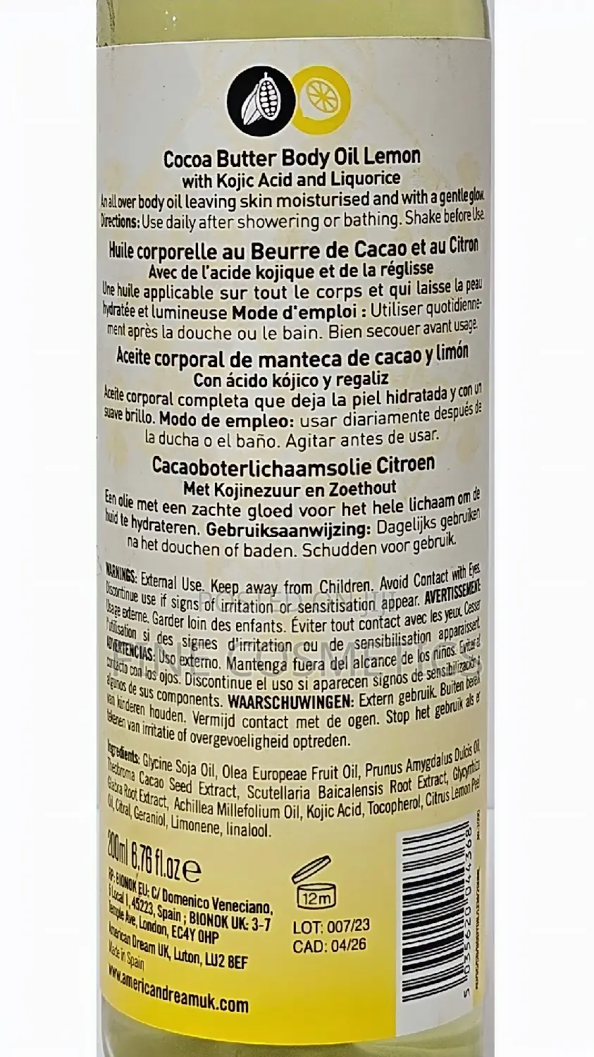 AMERICAN DREAM COCOA BUTTER, Kojic Acid Brightening Body Oil