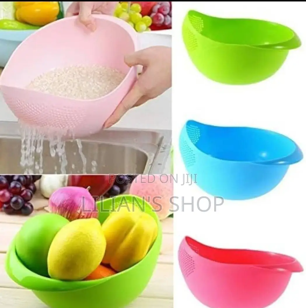 1pc Vegetable Washing Bowl Food Strainer Rice Colander