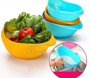 1pc Vegetable Washing Bowl Food Strainer Rice Colander