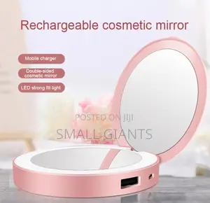 Portable Mini LED Light Tri-Fold Power Bank Makeup Mirror