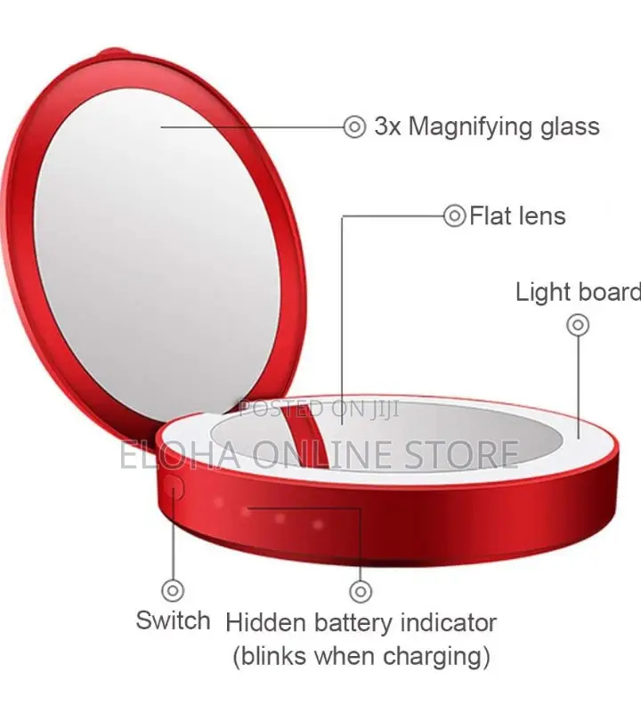 Power Bank Handheld Mini Round Led Mirror