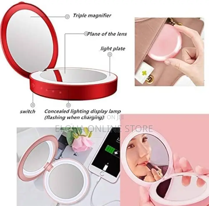 Power Bank Handheld Mini Round Led Mirror
