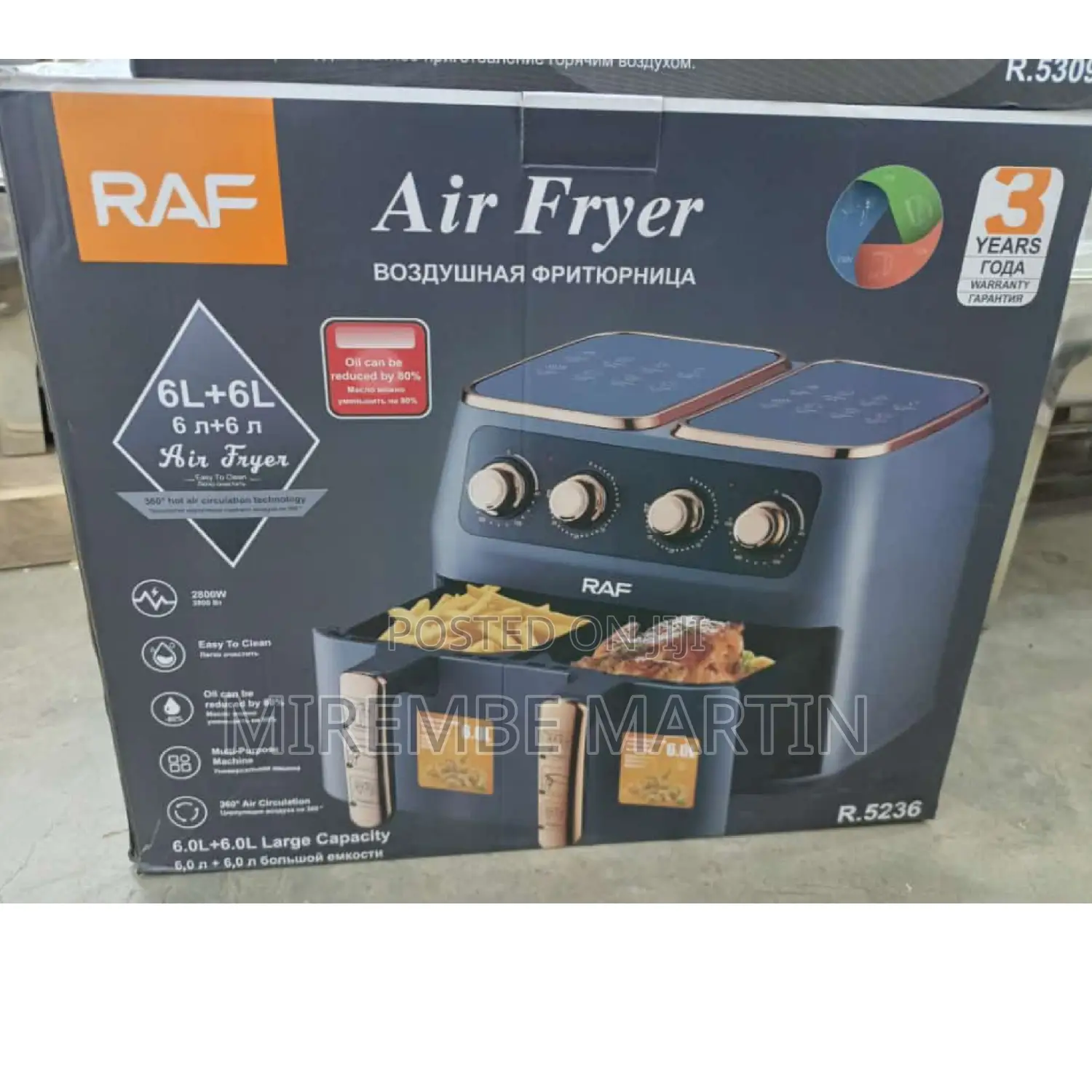 RAF Double Sided 6L+6L Air Fryer.