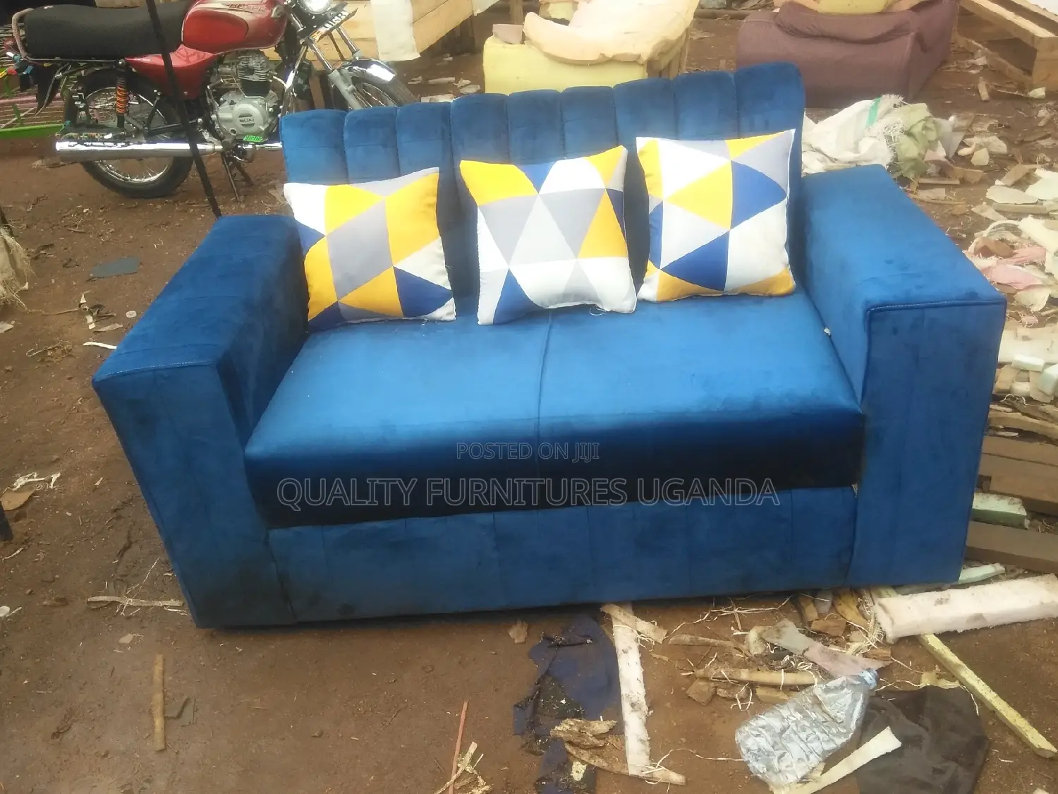 2 Seater Sofa Seat in Blue Color Readily Available
