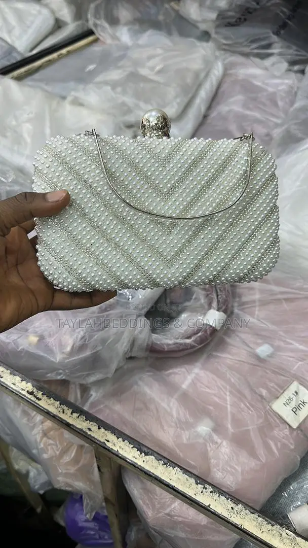 Fashion Evening Clutch Bag - White, Rose Gold