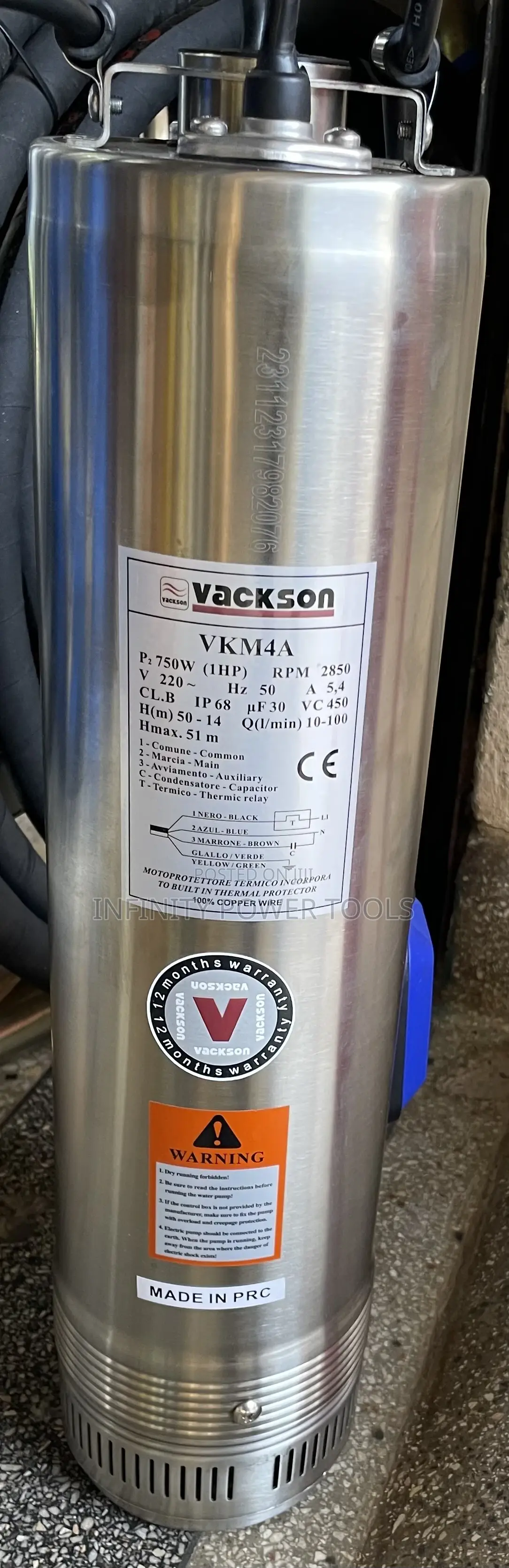 Submersible Pump 51m Vackson