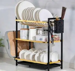 Kitchen 3tier Dish Rack Gold