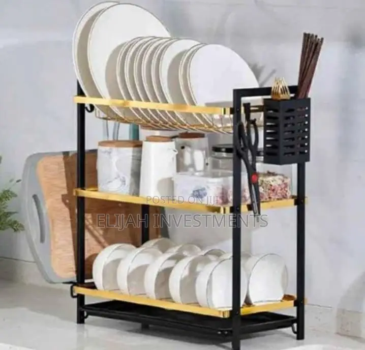 Kitchen 3tier Dish Rack Gold